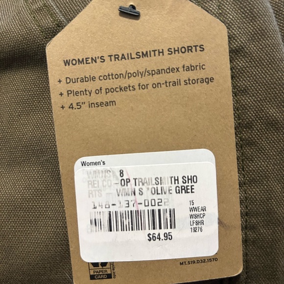 REI trail smith shorts olive green women’s NWT - Picture 2 of 3